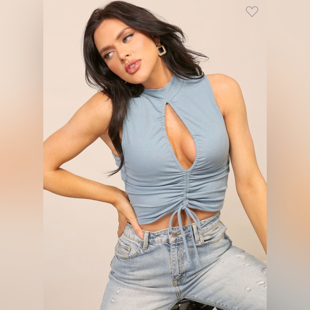 Timing Light Blue Ruched Crop Top - Picture 10 of 15